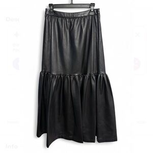 STAUD Black Maxi Leather Skirt